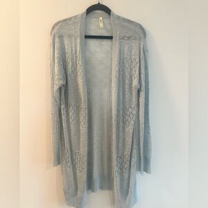 Elegant Soft Blue Women's Open Cardigan